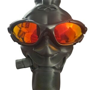 Oakley Plate Y2K Black Frame Red Icon Polarized Fire Leness Y2K GorpCore